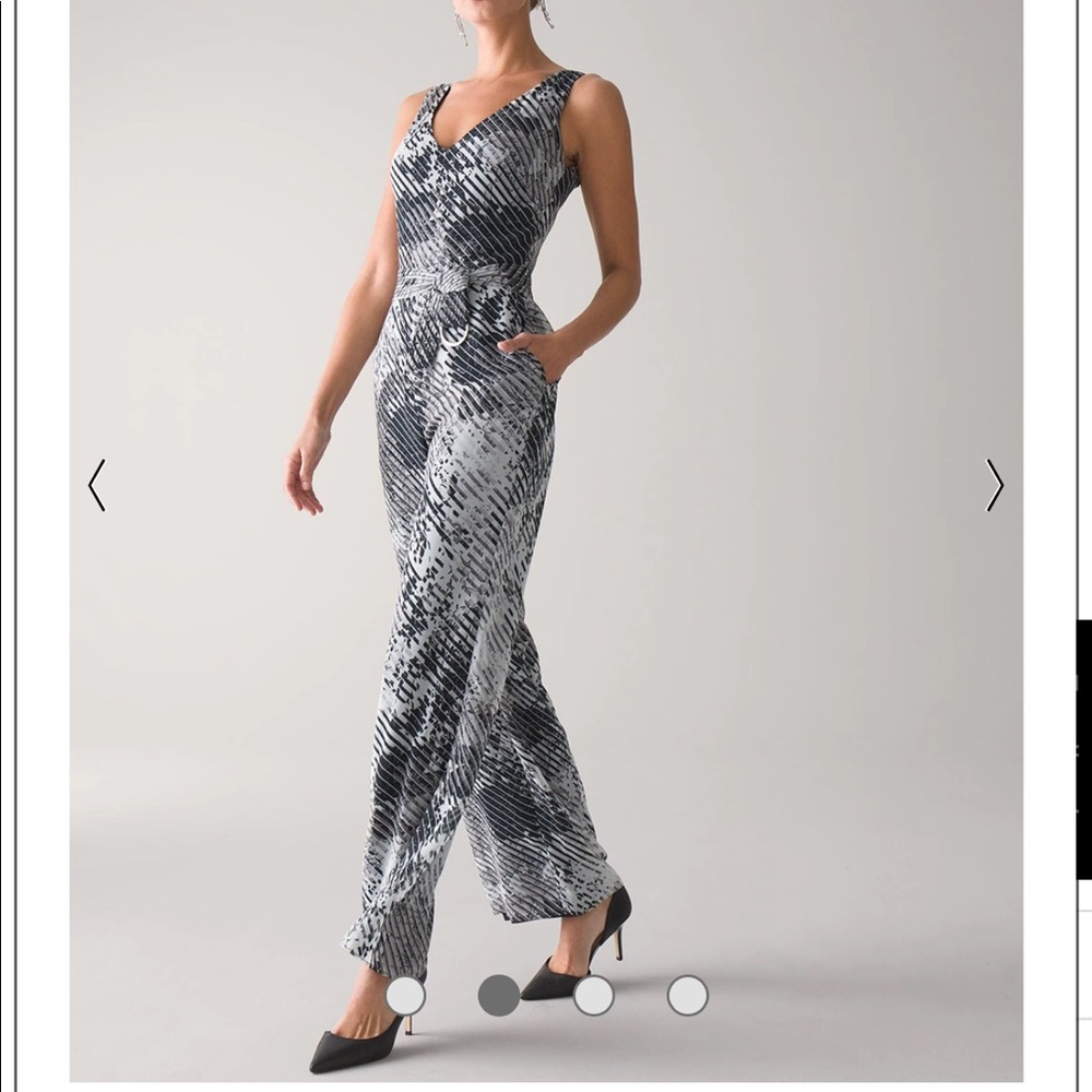 White House Black Market SLEEVELESS V-NECK BELTED JUMPSUIT